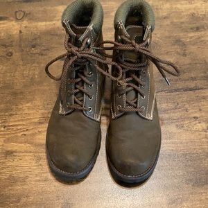 Brown combat boots